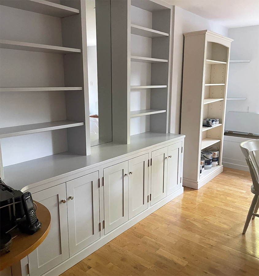 Shaker-style-grey-cabinets Shaker style cabinets shelves by experienced Oxford carpenter
